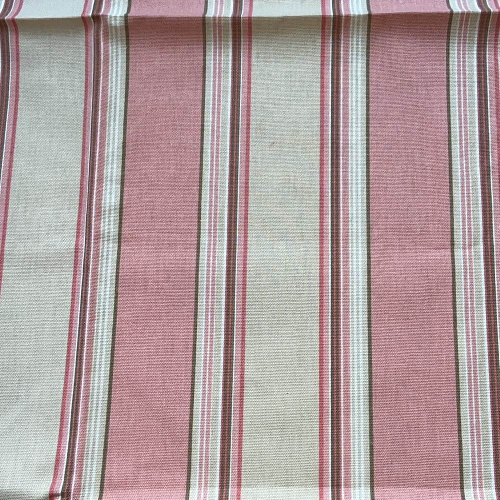 Cotton Canvas Pink Tan Stripe Heavy Upholstery Furniture Fabric Yardage 1.4 yds - Picture 3 of 5